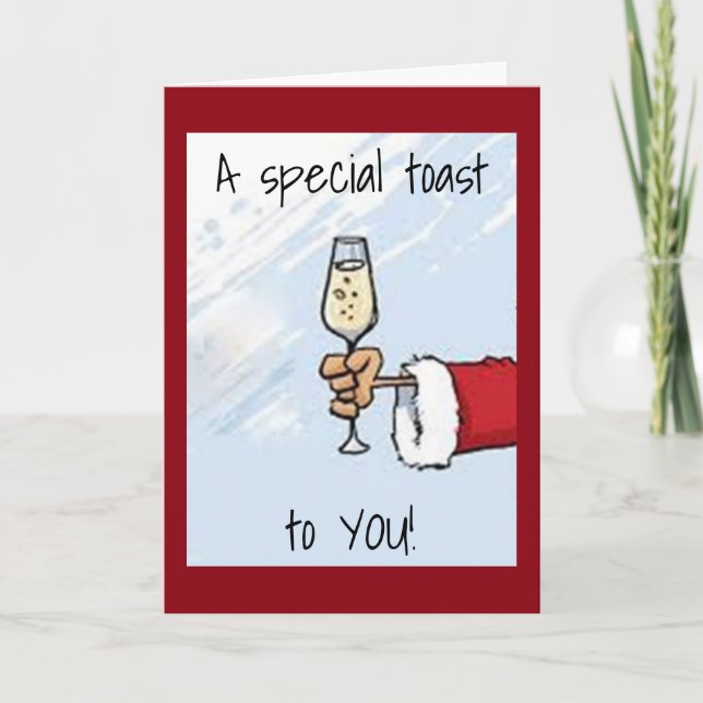 **TWIN**...SANTA HAS A "SPEICAL CHRISTMAS TOAST HOLIDAY CARD (Front)