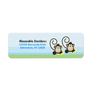 Twin Silly Monkeys Custom Address Labels