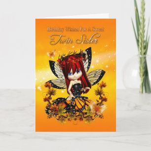 twin sister birthday card - birthday autumn colour