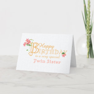 Twin Sister Birthday with Clematis Flowers Card