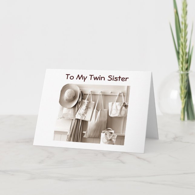 TWIN SISTER COUNTRY STYLE BIRTHDAY WISHES CARD (Front)