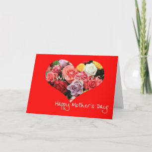 Twin Sister Happy Mother's Day rose card