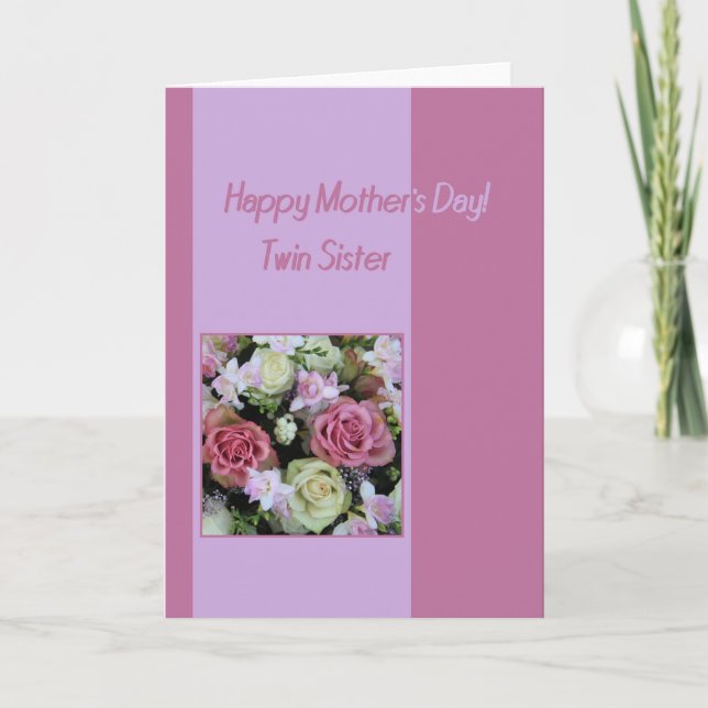 Twin Sister  Happy Mother's Day rose card (Front)