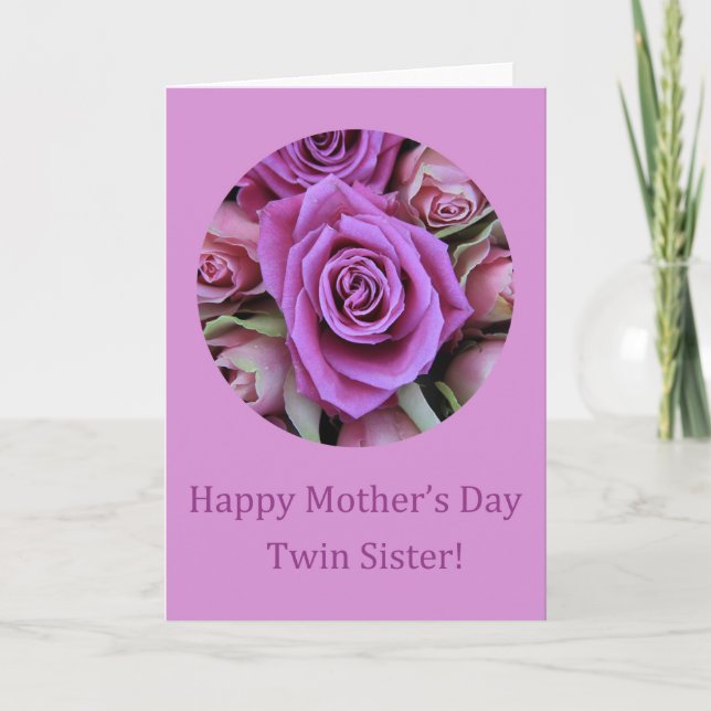 Twin Sister  Happy Mother's Day rose card (Front)