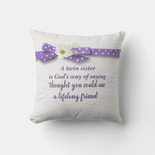 Twin Sister Ribbon On Wood   Cushion