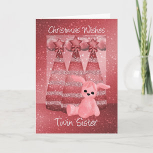 Twin Sister Sparkle Christmas Greeting Card Dusky