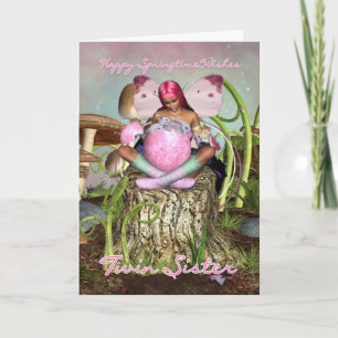 Twin Sister - Springtime Fairy Easter Card - Fairy