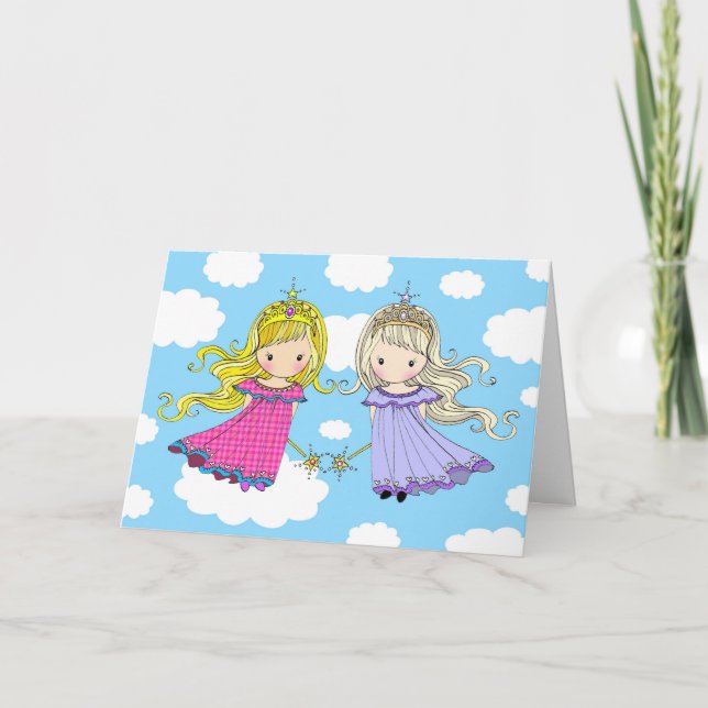 Twin Sisters Birthday Card Fairy Princess (Front)