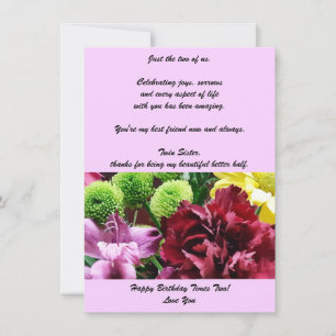 Twin Sisters Birthday Flat Greeting Card