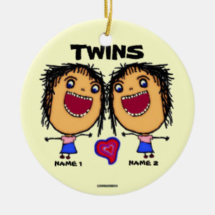 Twin Sisters Cartoon Ceramic Tree Decoration