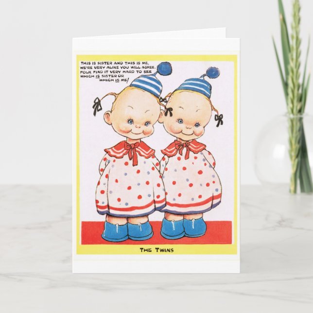 Twin sisters Happy birthday greeting Card (Front)