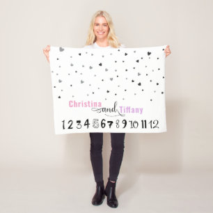 Twin Sisters Minimalist Trendy Month Milestone Fleece Blanket