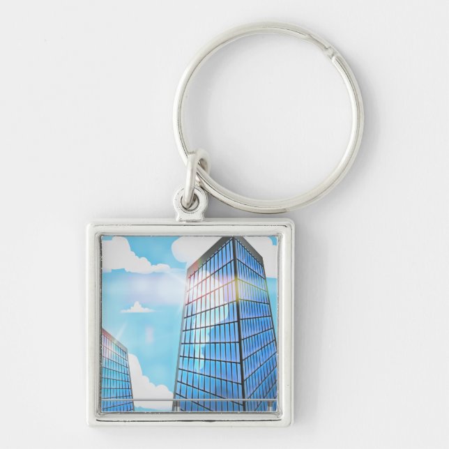 Twin Skyscrapers Key Ring (Front)