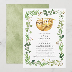 Twin Sloth Baby Shower Invitation