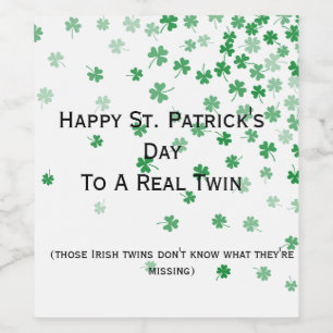 Twin St. Patrick's Day Funny Wine Label