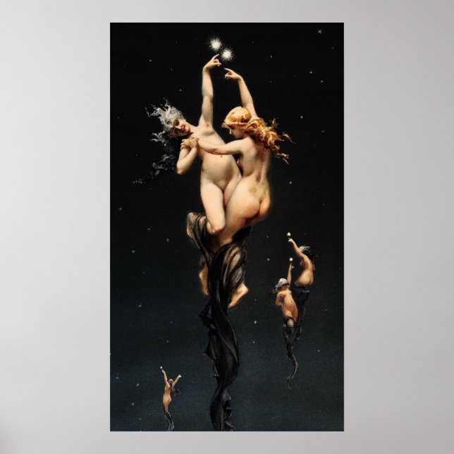 Twin Stars (1851–1896) by Luis Falero. Poster (Front)