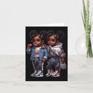 Twin Stars Shining Black Girl Power Card