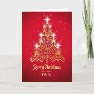 Twin, Stylised Christmas tree Christmas card