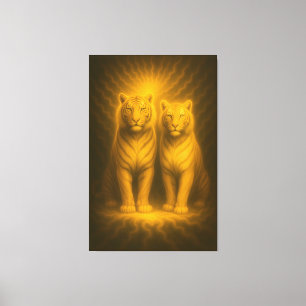 Twin Sunlit Guardians   ManJiangHong Fine Art   Canvas Print
