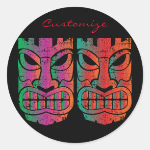 Twin Tiki Sculpture Thunder_Cove Classic Round Sticker