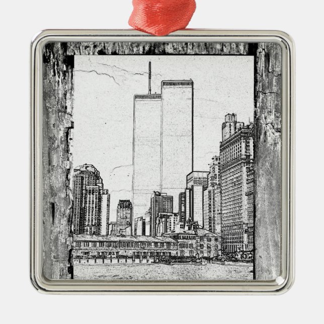 Twin Towers Metal Tree Decoration (Front)