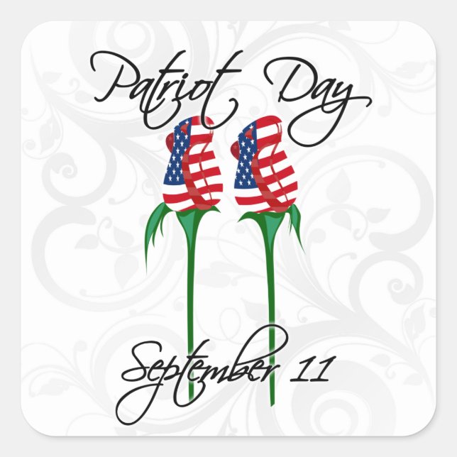 Twin Towers Roses, September 11 Square Sticker (Front)