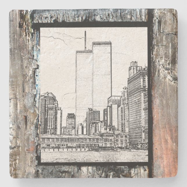 Twin Towers Stone Coaster (Front)