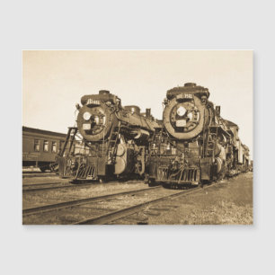 Twin Train Engines Vintage Locomotives Railroad