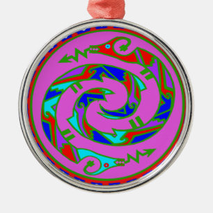Twin Tribal Serpents Metal Tree Decoration