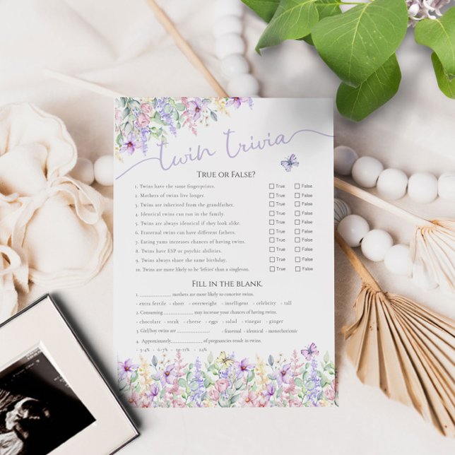 Twin Trivia Wildflower Butterfly Garden Game Invitation (Creator Uploaded)