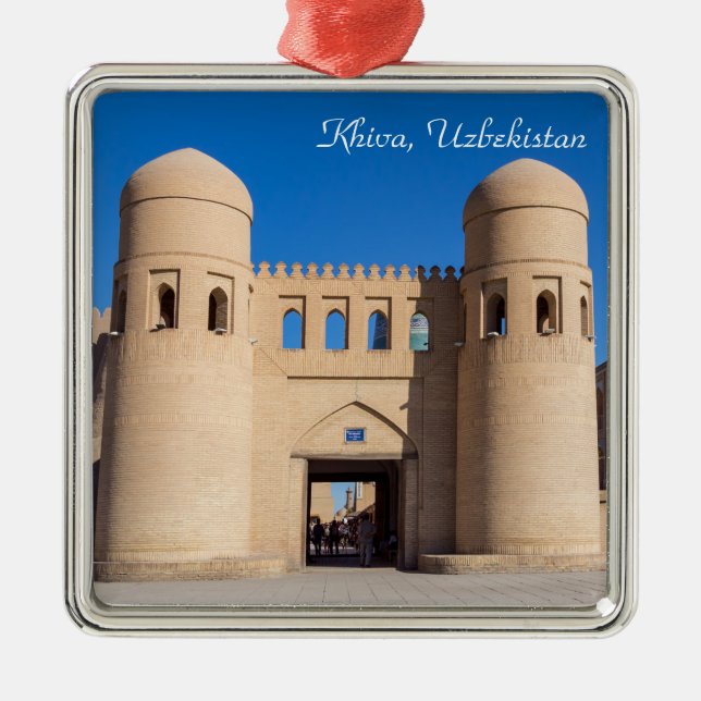 Twin-turreted West Gate - Khiva, Uzbekistan Metal Tree Decoration (Front)