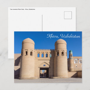 Twin-turreted West Gate - Khiva, Uzbekistan Postcard