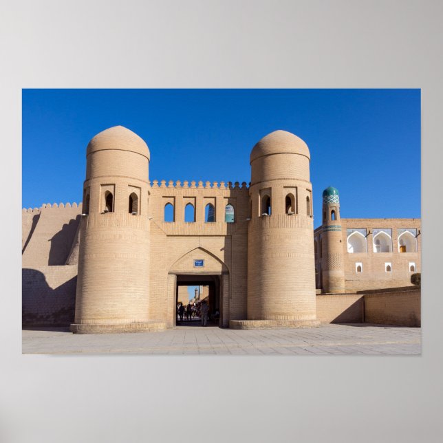Twin-turreted West Gate - Khiva, Uzbekistan Poster (Front)