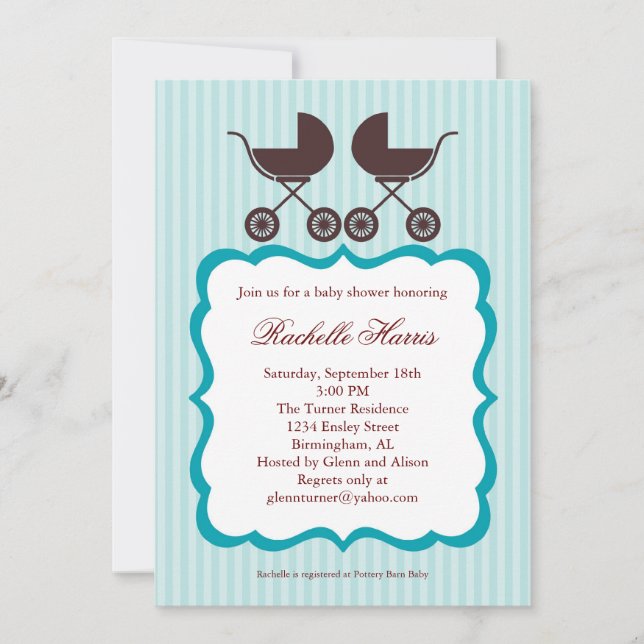 Twin Unisex Baby Shower Invitation (Front)