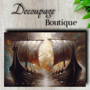 Twin Viking Longships Decoupage Tissue Paper