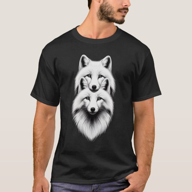 Twin White Foxes T-Shirt (Front)