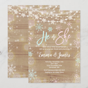 Twin Winter Baby Shower Invitation Rustic White
