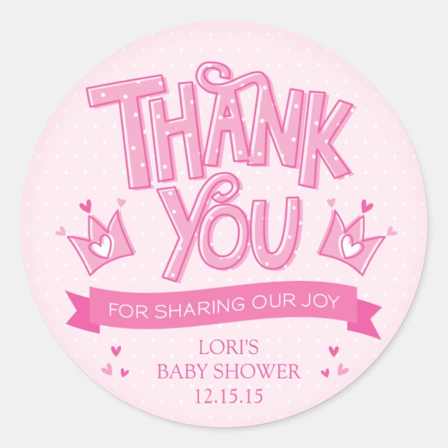 Twincess Twin Girls Baby Shower Thank You Sticker (Front)