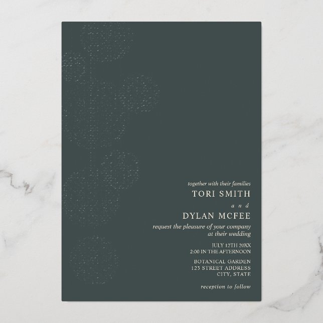 Twine Globes Emerald Wedding Foil Invitation (Front)