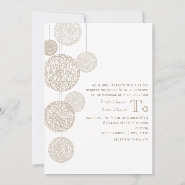 Twine Globes Wedding Invite From Bride's Parents (Front)