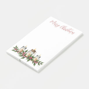 Twine-Wrapped Christmas Candles with Holly  Post-it Notes