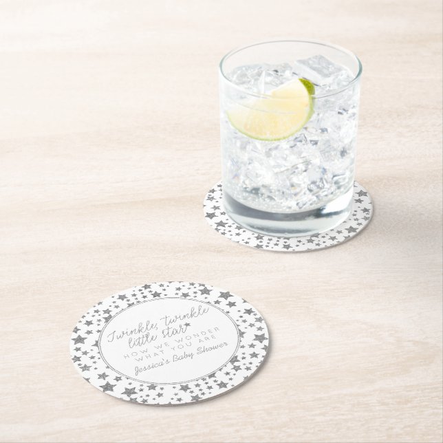 Twink, Twinkle Little Star Baby Shower Round Paper Coaster (Insitu)