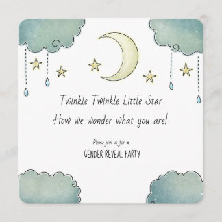 Twinke Twinkle Star Gender Reveal babyshower Invitation