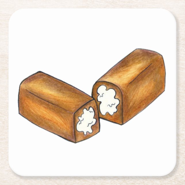 Twinkie Cream-Filled Snack Cakes Junk Food Foodie Square Paper Coaster (Front)