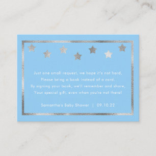 Twinkle Baby Shower book request, blue silver Enclosure Card