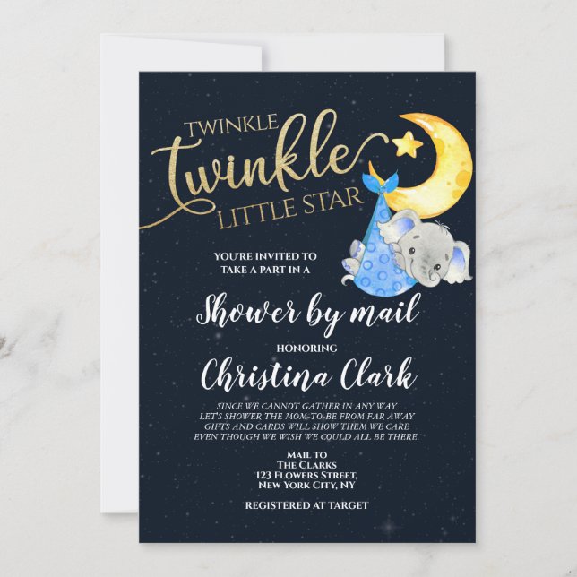 Twinkle Baby Shower by Mail Baby Boy Invitation (Front)
