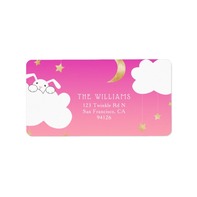 Twinkle Bunny Star Pink Return Address Label (Front)