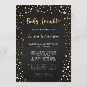 Twinkle Chalkboard Gold Star Baby Sprinkle Invitation
