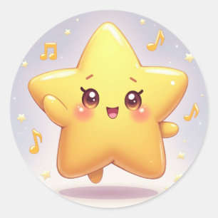 Twinkle Dance Star – Kawaii Blushing Cutie Classic Round Sticker
