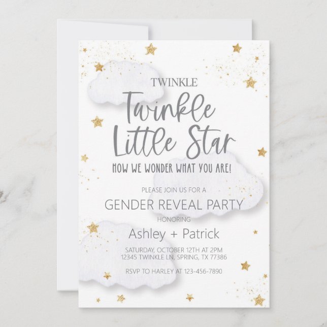 Twinkle Gender Reveal Invitation (Front)